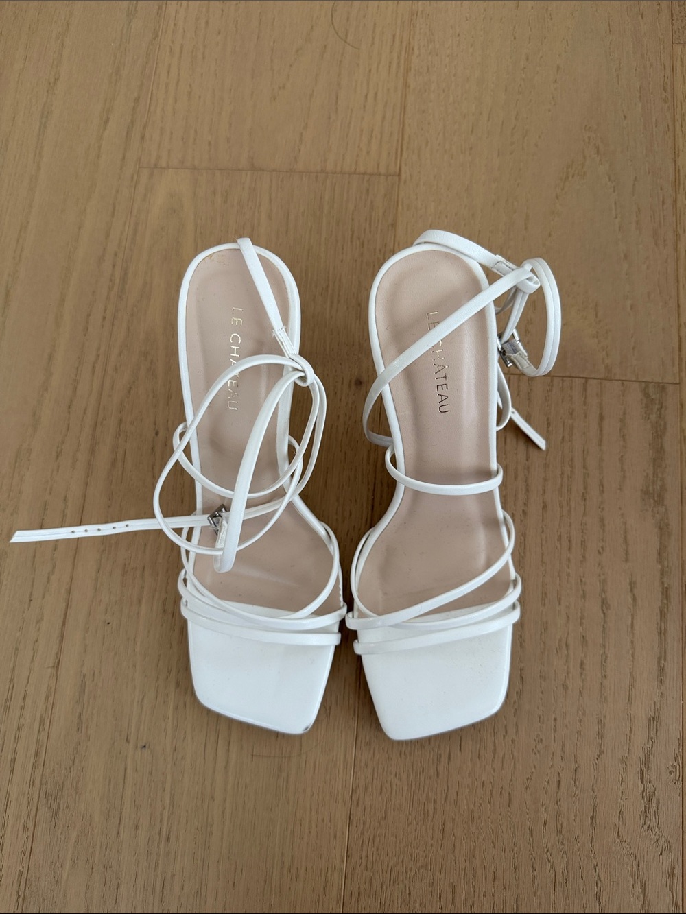 Le chateau strappy white heels